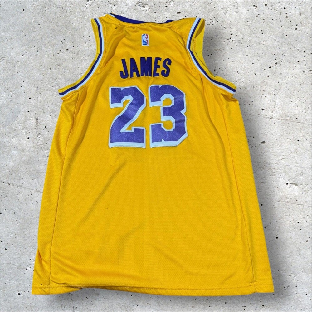 LeBron James Los Angeles Lakers Jersey Mens 50 Large Swingman Gold Wish NBA - Picture 2 of 9